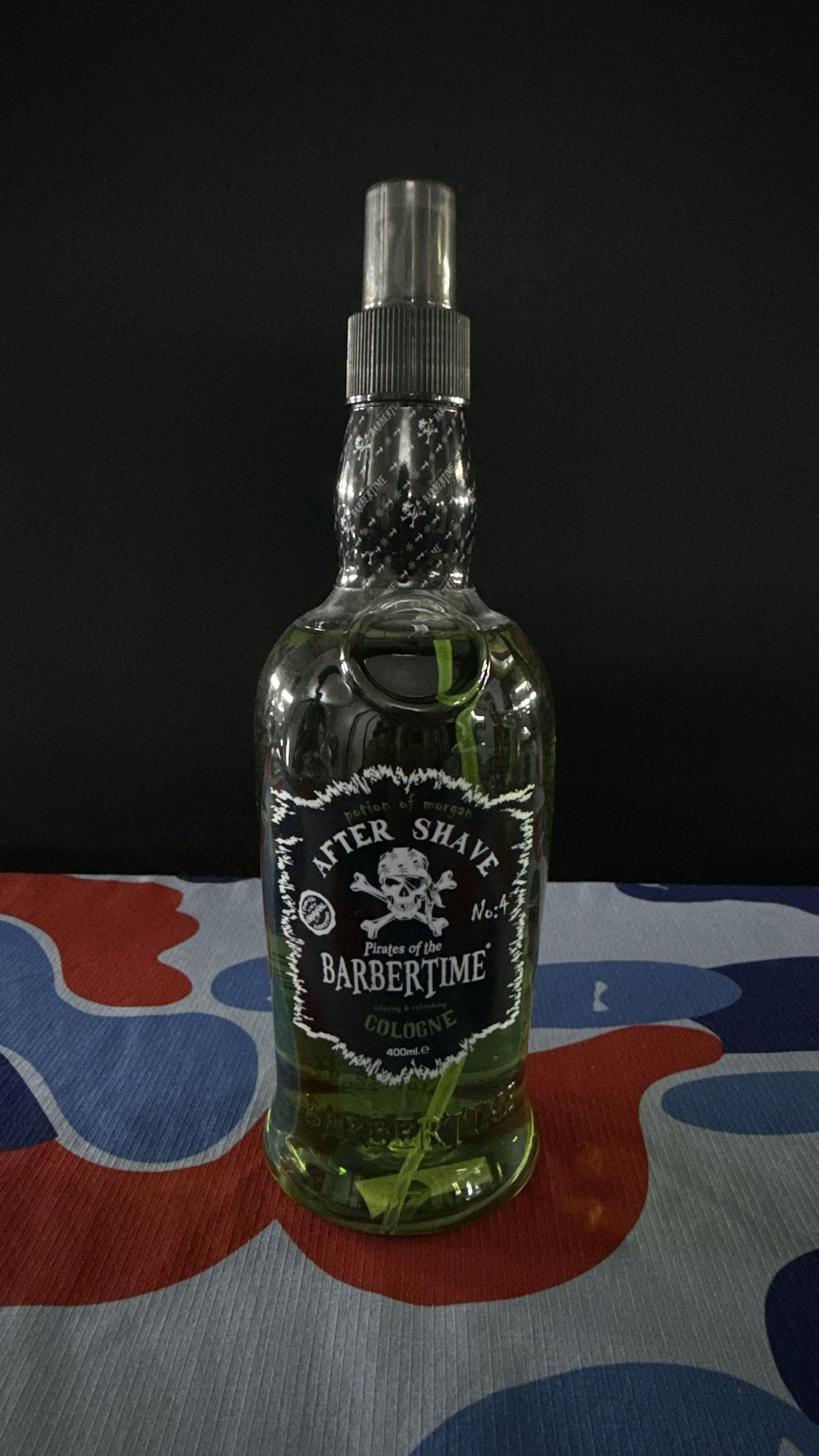 A glass bottle of