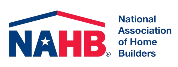 NAHB logo with blue initials and red roof line, plus National Association of Home Builders text