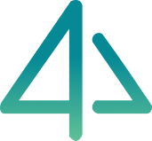 Teal stylized number 4 with a triangular shape on a white background