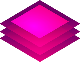 Magenta layered diamond-shaped geometric logo on a white background