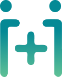 Teal gradient people icon with a plus sign between two figures, suggesting add contact or group member.