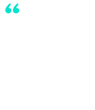 Teal quotation mark icon in the top-left corner on a white background