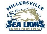 A logo for the millersville sea lions swimming team.