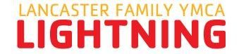 A logo for the lancaster family ymca lightning