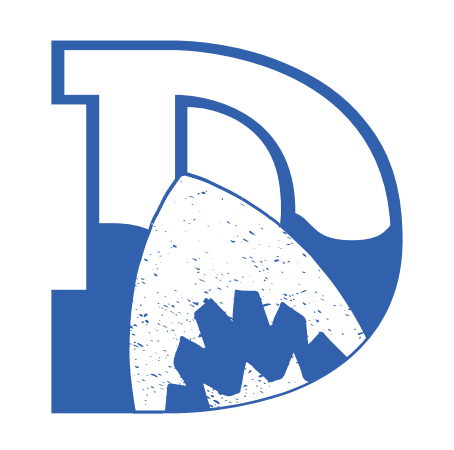 The letter d is shaped like a shark with sharp teeth.