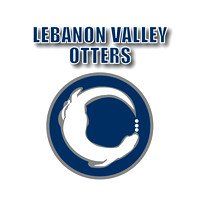The lebanon valley otters logo is a white otter in a blue circle.