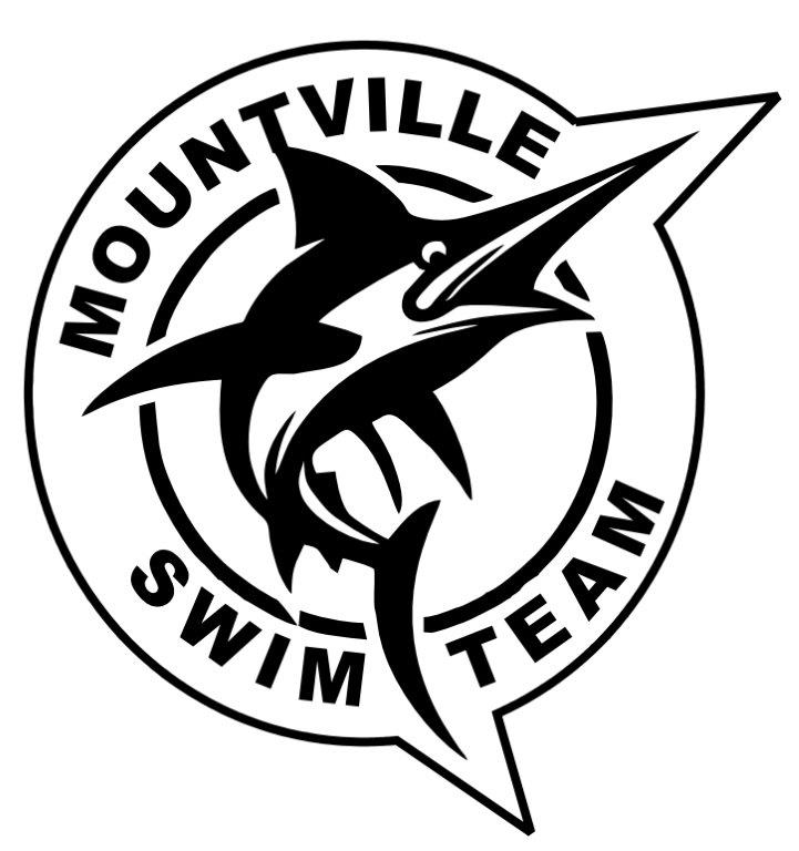 A black and white logo for the mountville swim team.