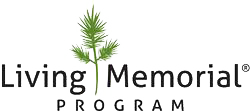Living Memorial Program logo with green plant and black text