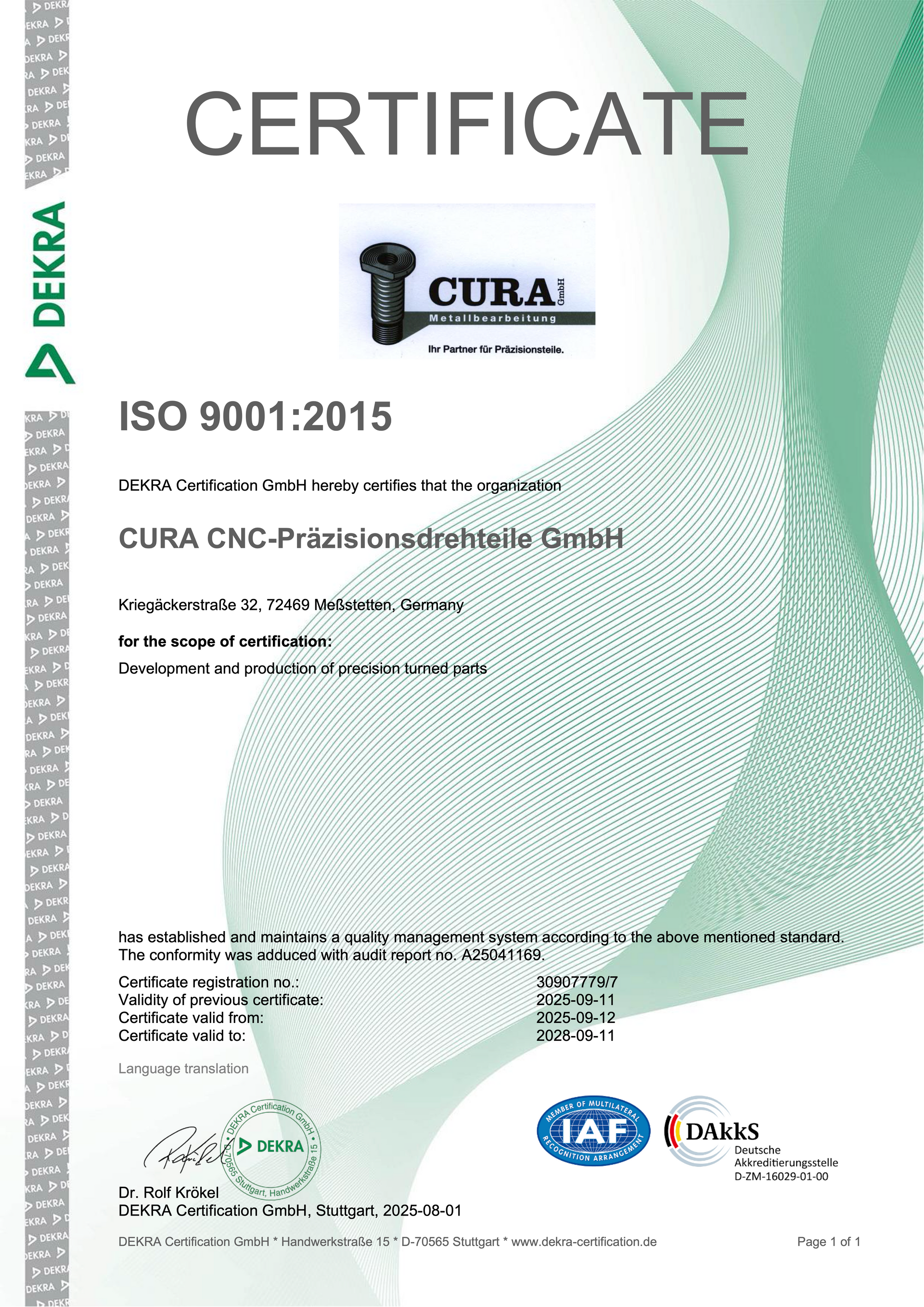 ISO 9001:2015 Zertifikat