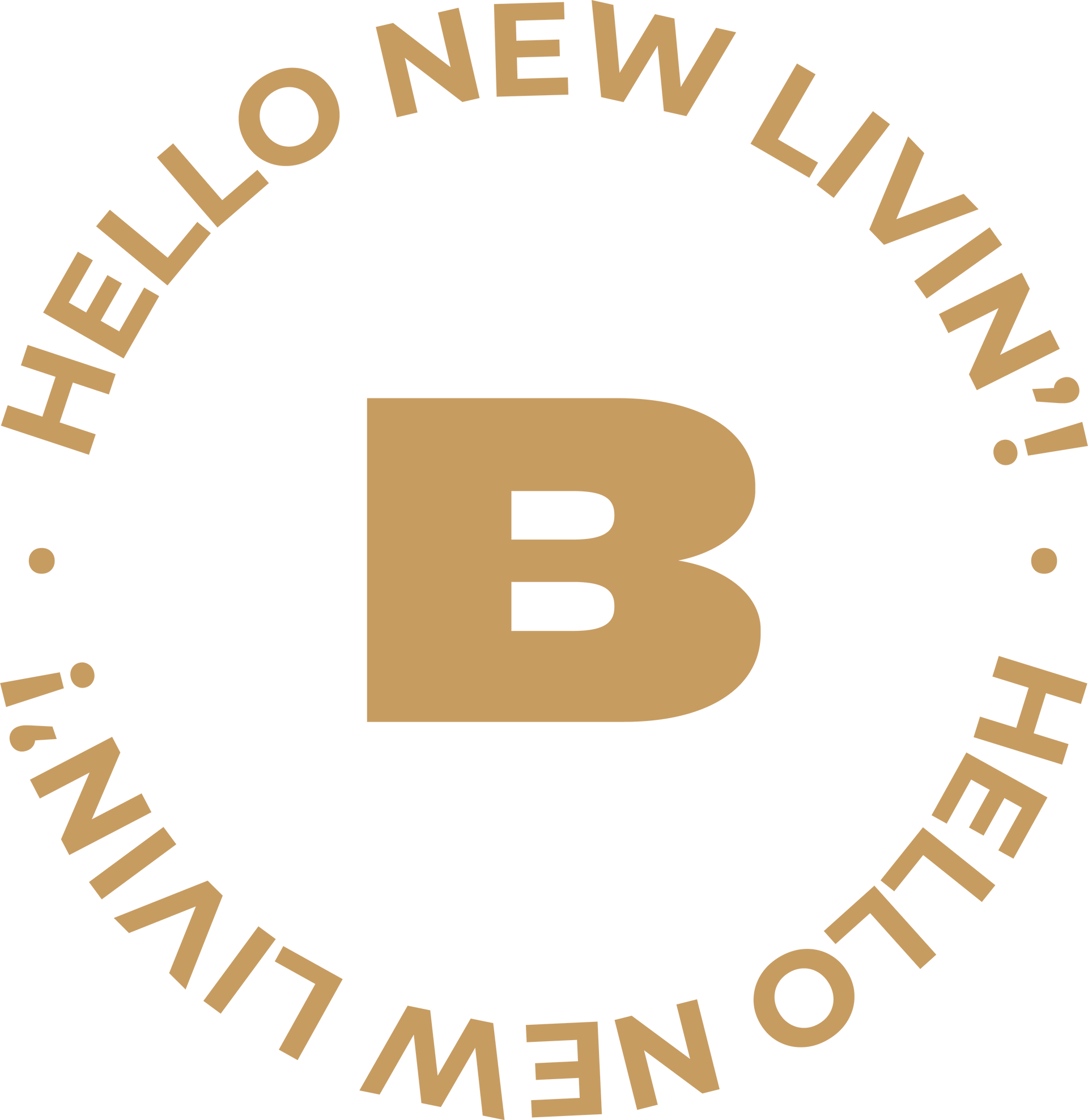 Gold circle with text 