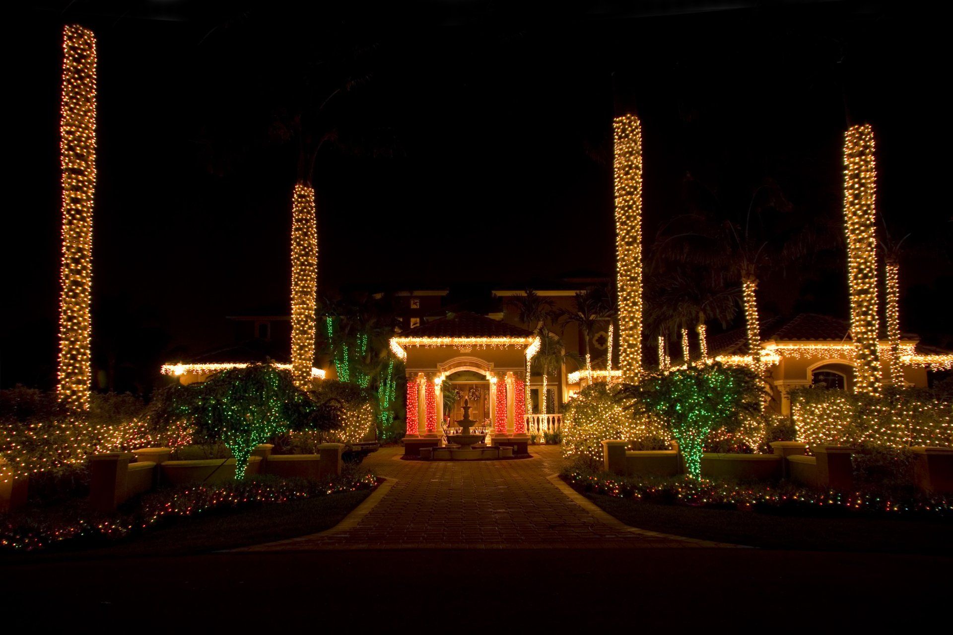 Christmas lights on a house