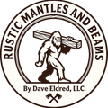 Logo for Rustic Mantles and Beams by Dave Eldred, LLC, with a beaver carrying a wooden beam.