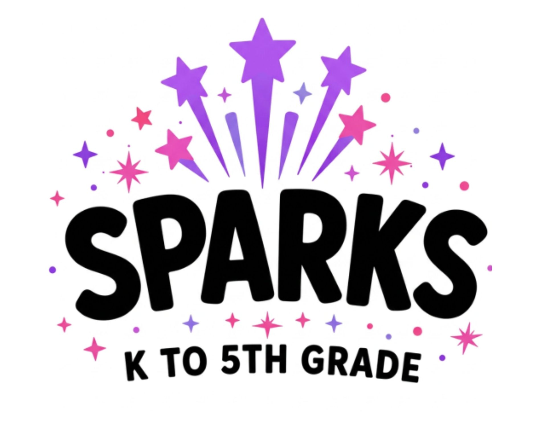 SPARKS logo with purple stars and fireworks, reading “K to 5th Grade”