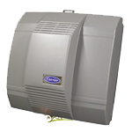 Gray Carrier humidifier mounted on a wall.
