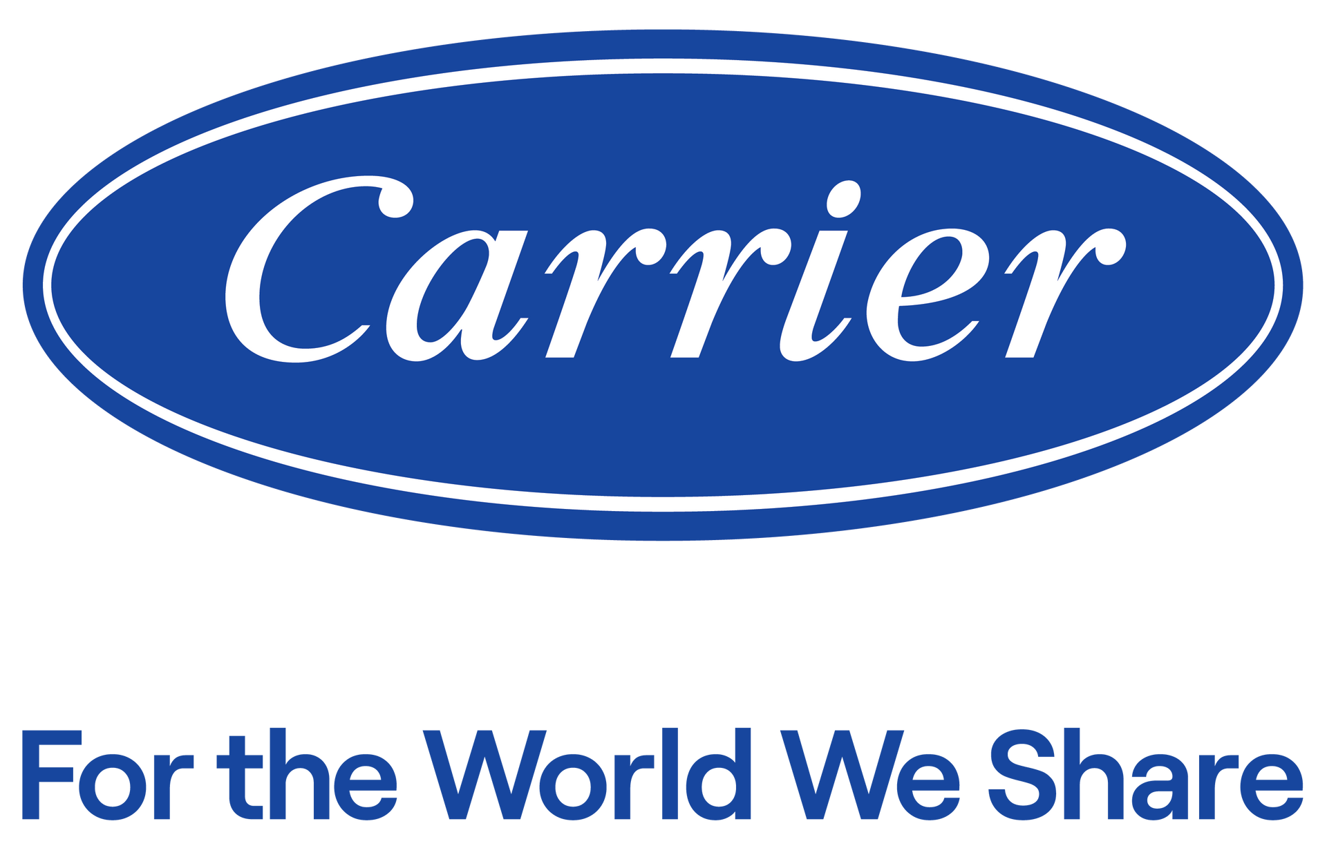 Carrier logo: blue oval with white text 