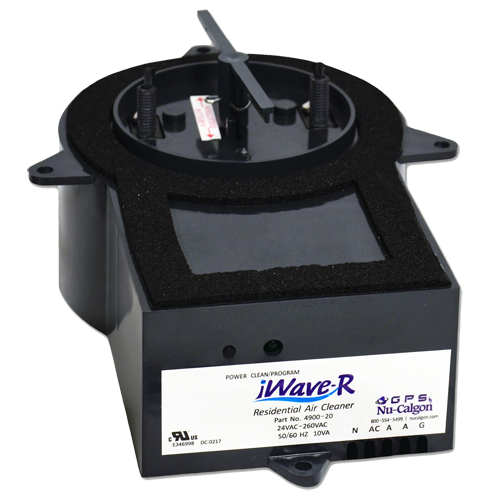 Black iWave-R air purifier. Label reads 