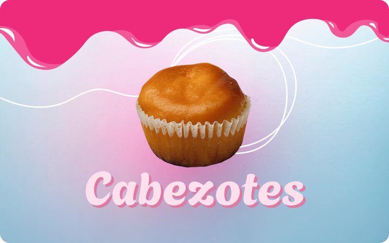 A cupcake with the word cabezotes on it
