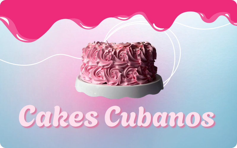 A picture of a cake with the words cakes cubanos on it.