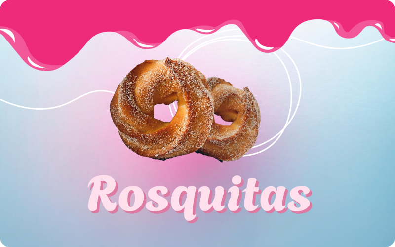 A card with two donuts and the word rosquitas on it