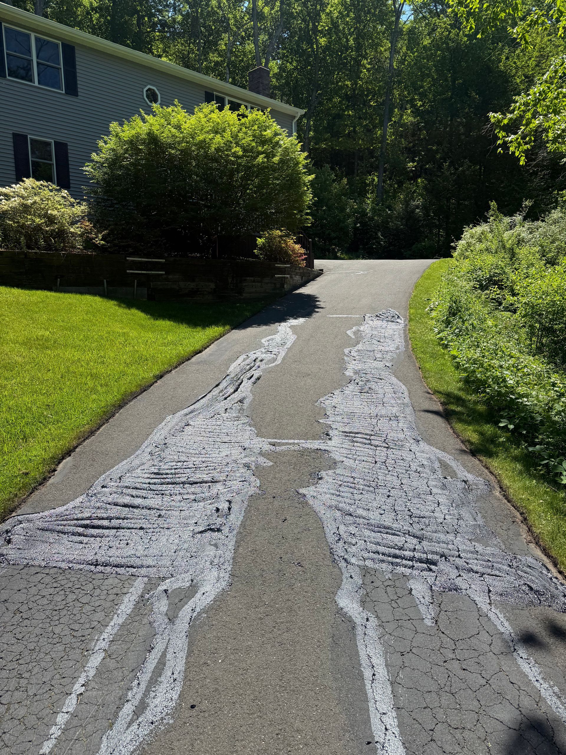 Driveway during crack repairs