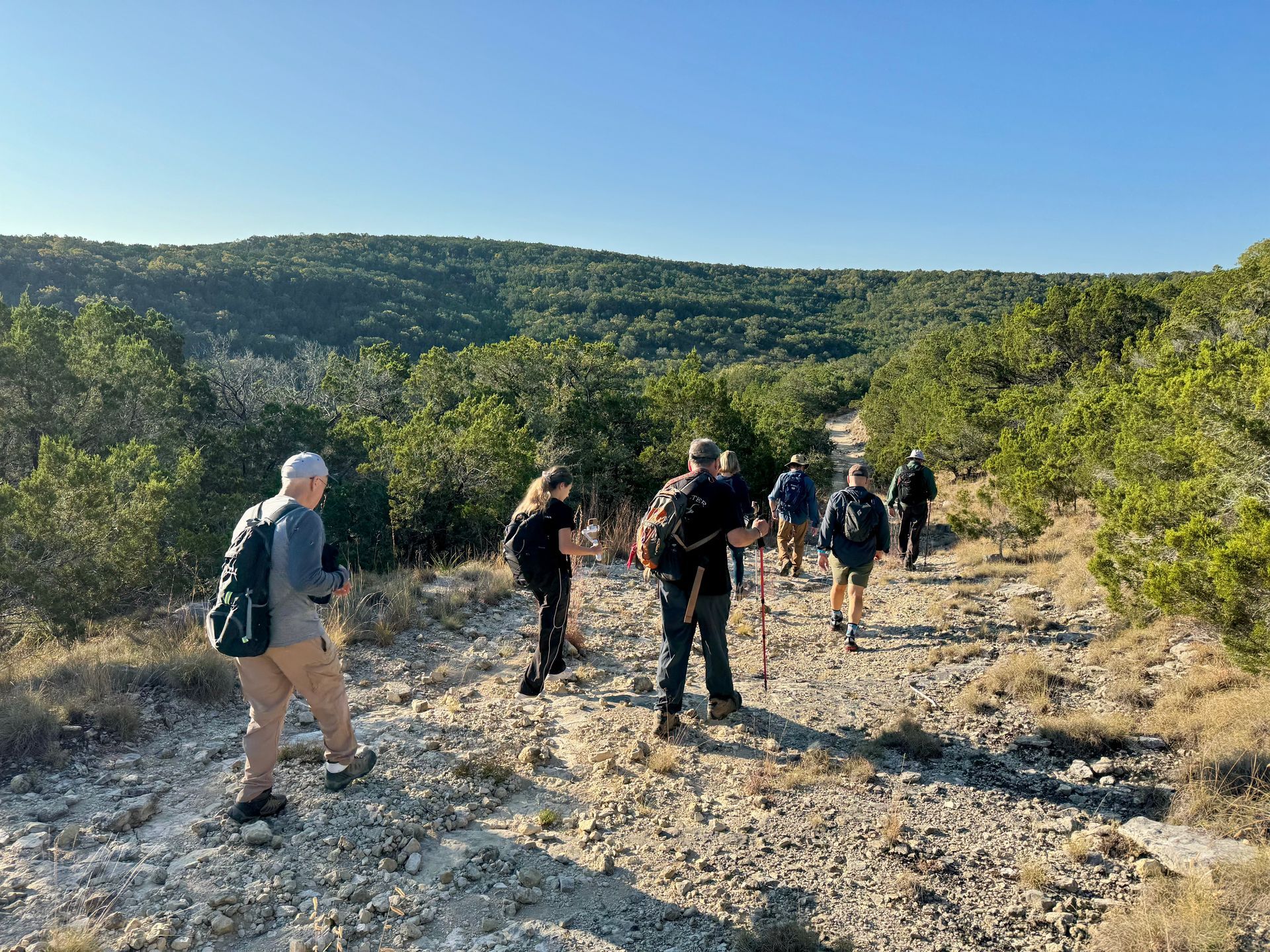 A group of hikers on Guided Hike at Balcones Canyonlands National Wildlife Refuge