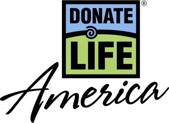 A logo for donate life america on a white background