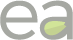 The letter ea is gray with a green leaf in the middle.