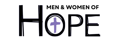A logo for men and women of hope with a cross in the middle.