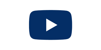 Blue rounded rectangle with a white play button icon in the center