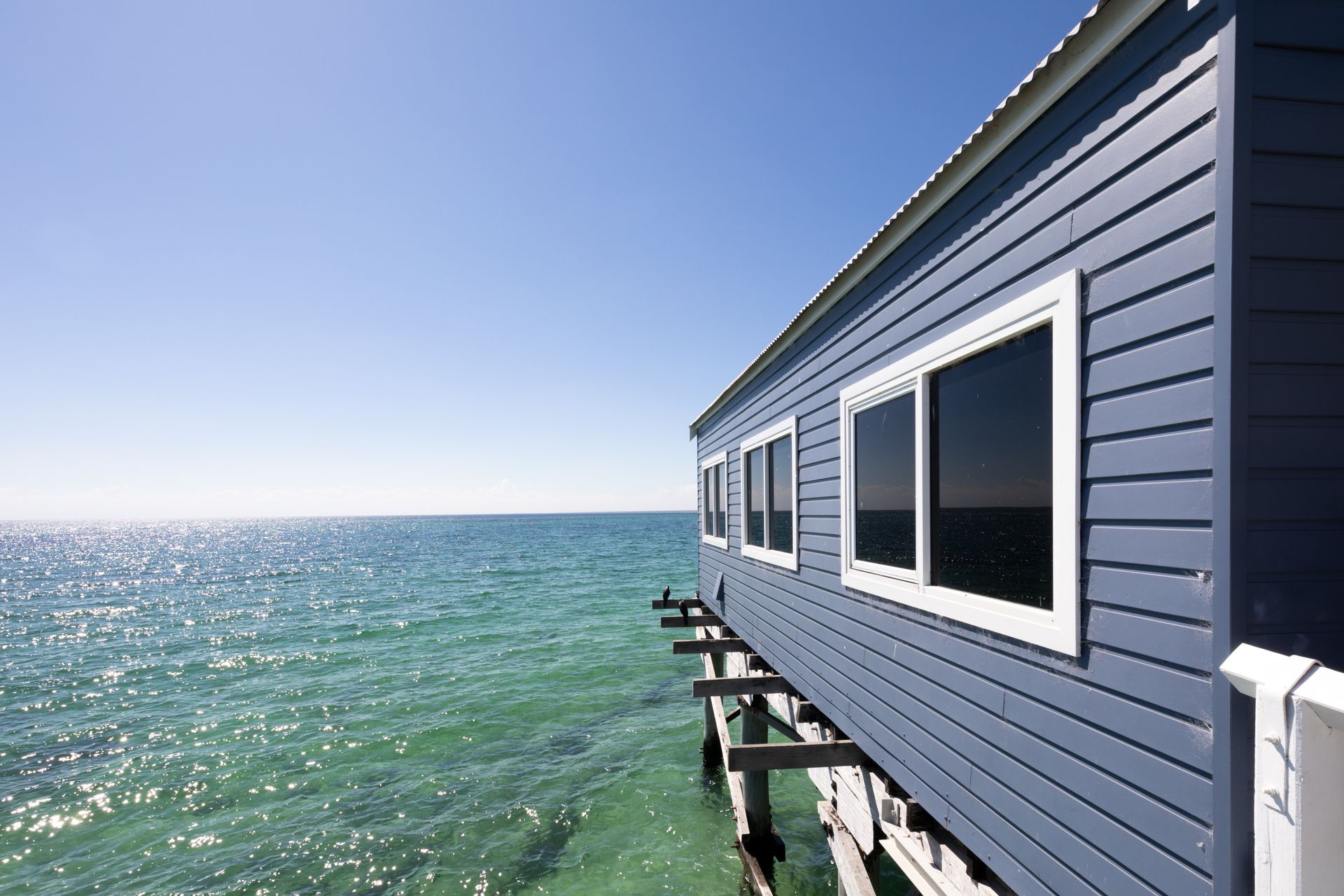 Boat sheds on Busselton Jetty, the second-longest wooden jetty in the world. Boat sheds on Busselton Jetty, the second-longest wooden jetty in the world.