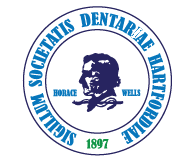 Logo of the Hartford Dental Society featuring Horace Wells in profile, surrounded by the Latin text and the year 1897.
