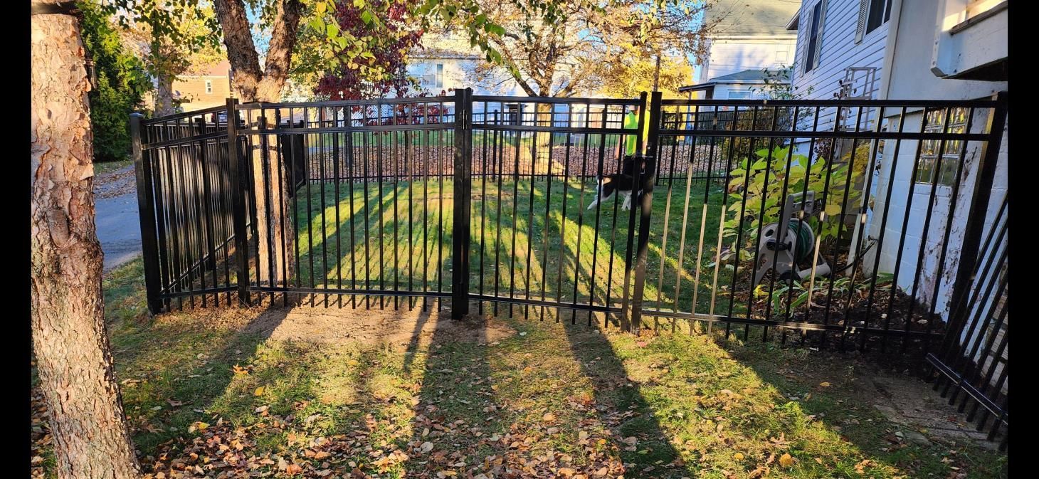 Textured metal fence, showcasing urban sophistication in profiled design.