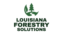 Green logo with tree and leaf icon above the text &ldquo;Louisiana Forestry Solutions&rdquo;