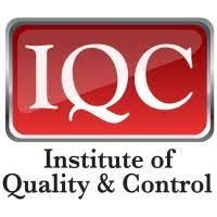 The logo for the institute of quality and control is red and white.