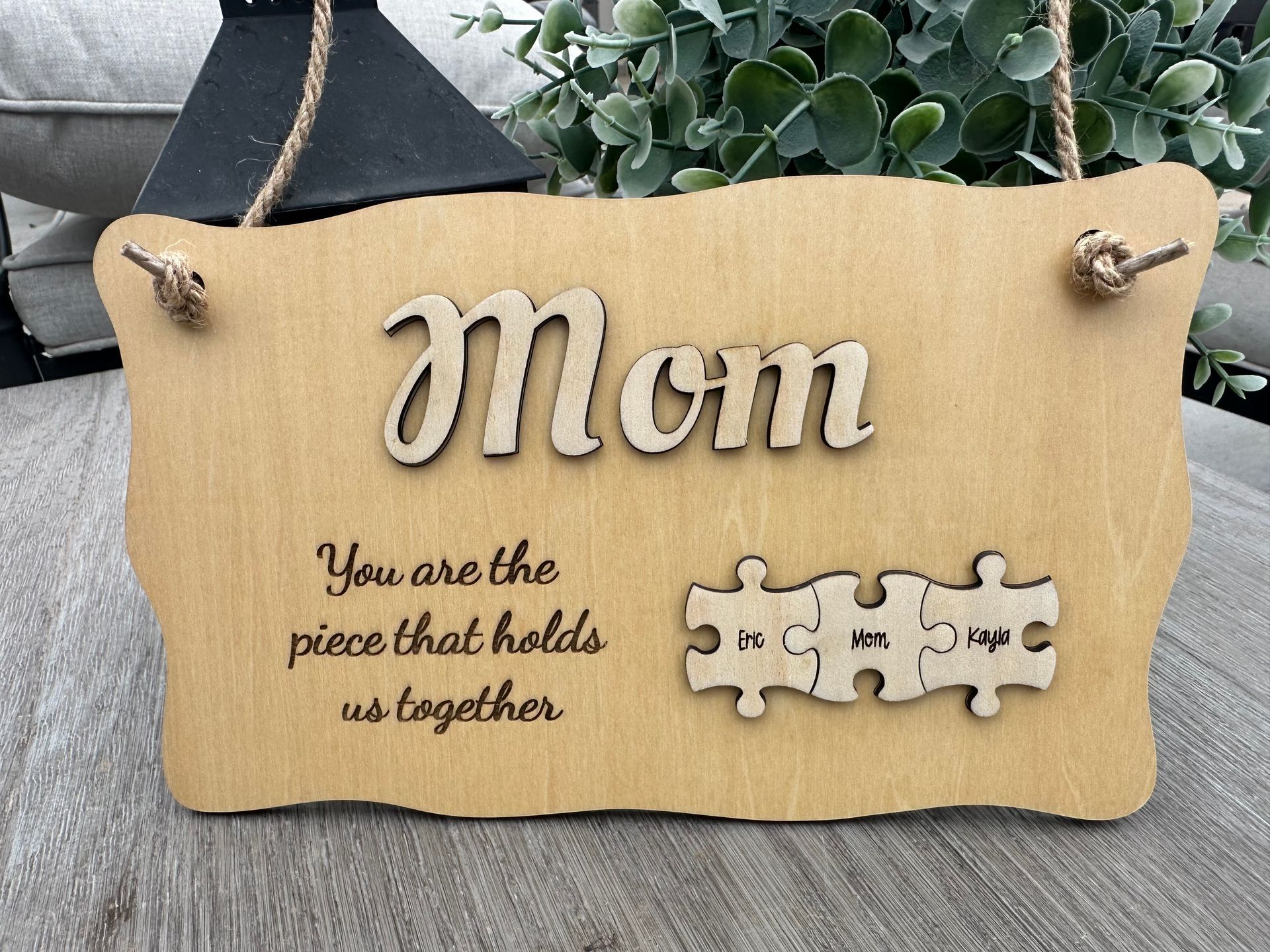 Custom Engraved Mom Puzzle Sign
