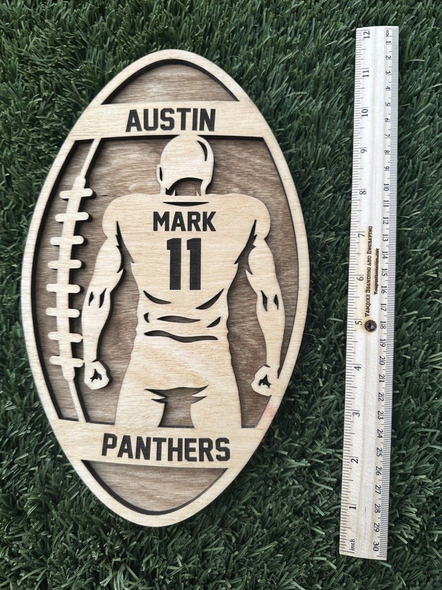 Personalized Dual-Layer Wooden Football Wall Plaque