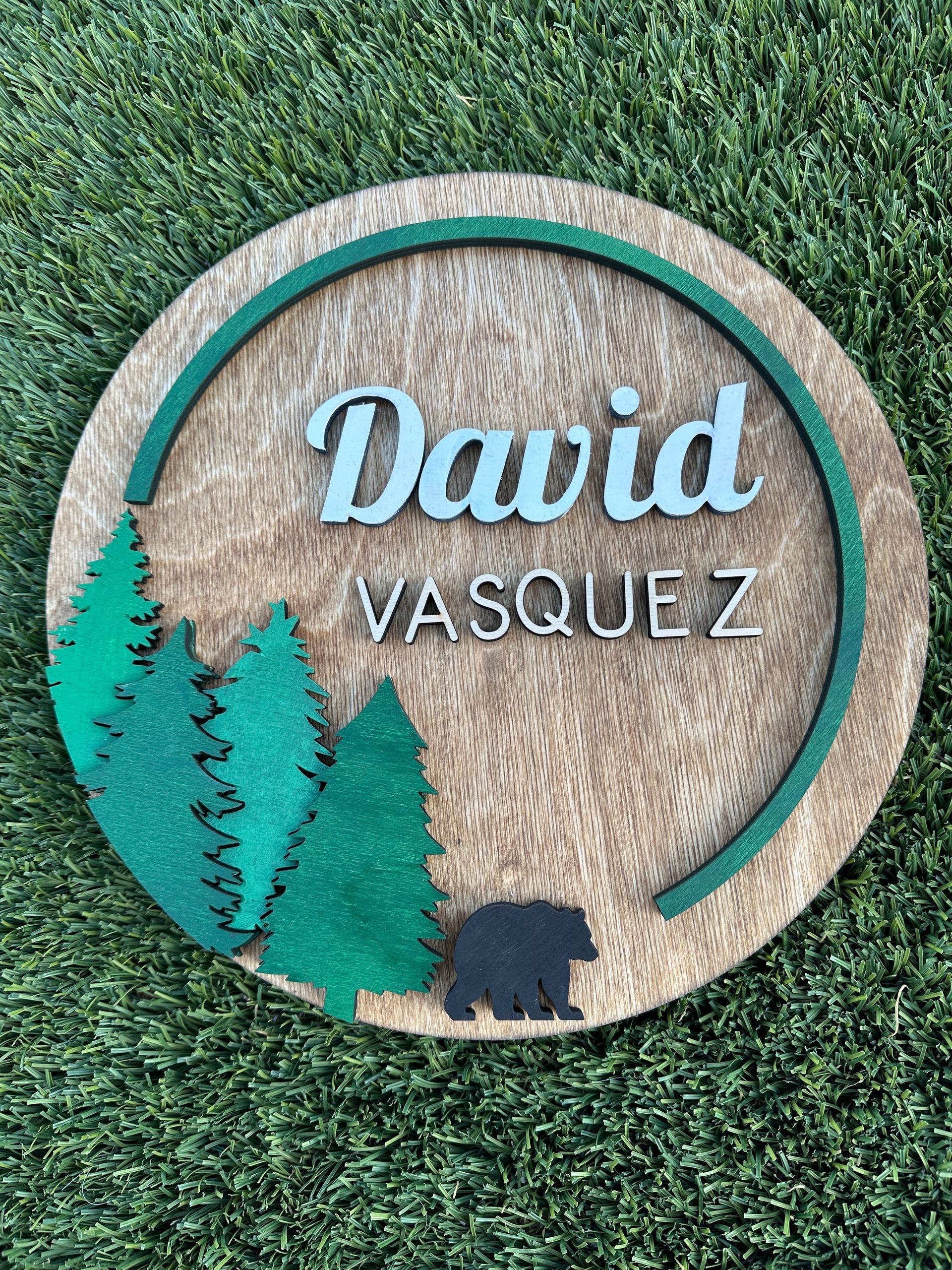 Custom Engraved 3D Wood Forest Sign