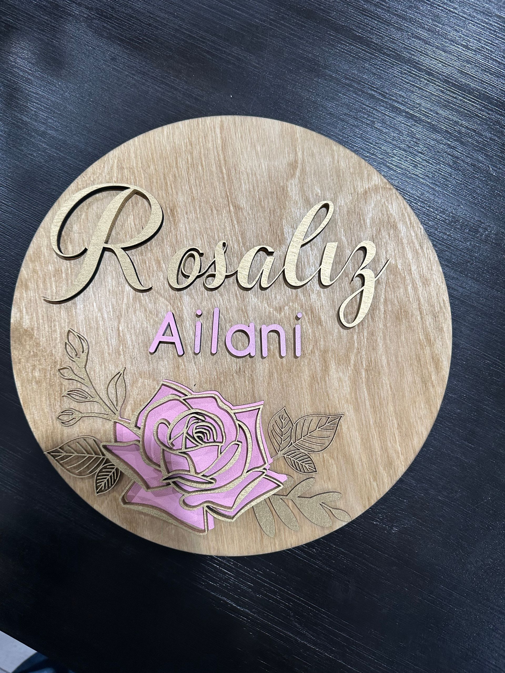 Custom Engraved Wood Flower Nursery Sign