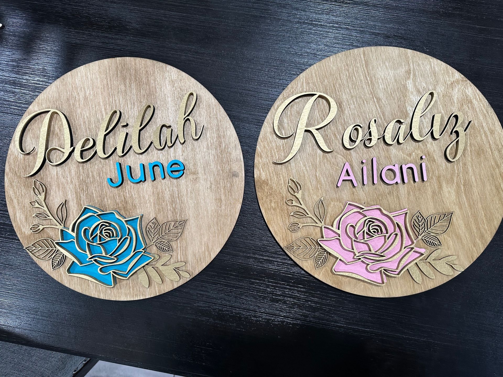 Custom Engraved Wood Flower Nursery Sign