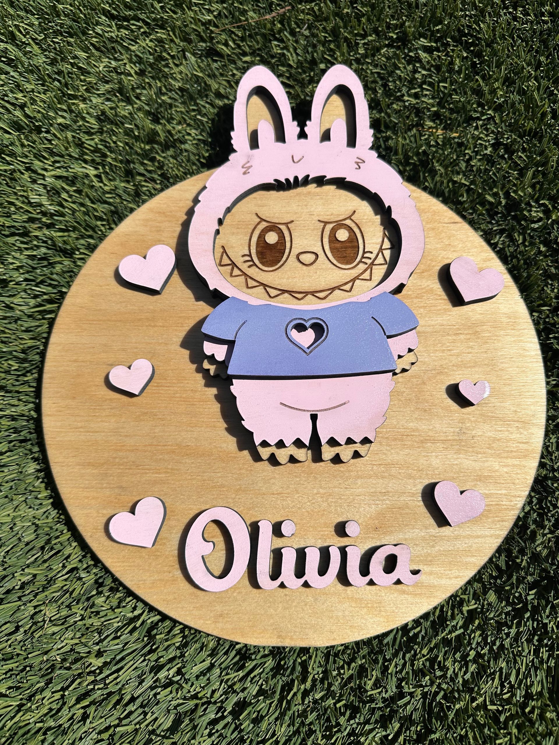 Custom Engraved Labubu-Inspired Sign – Personalized Wall Art