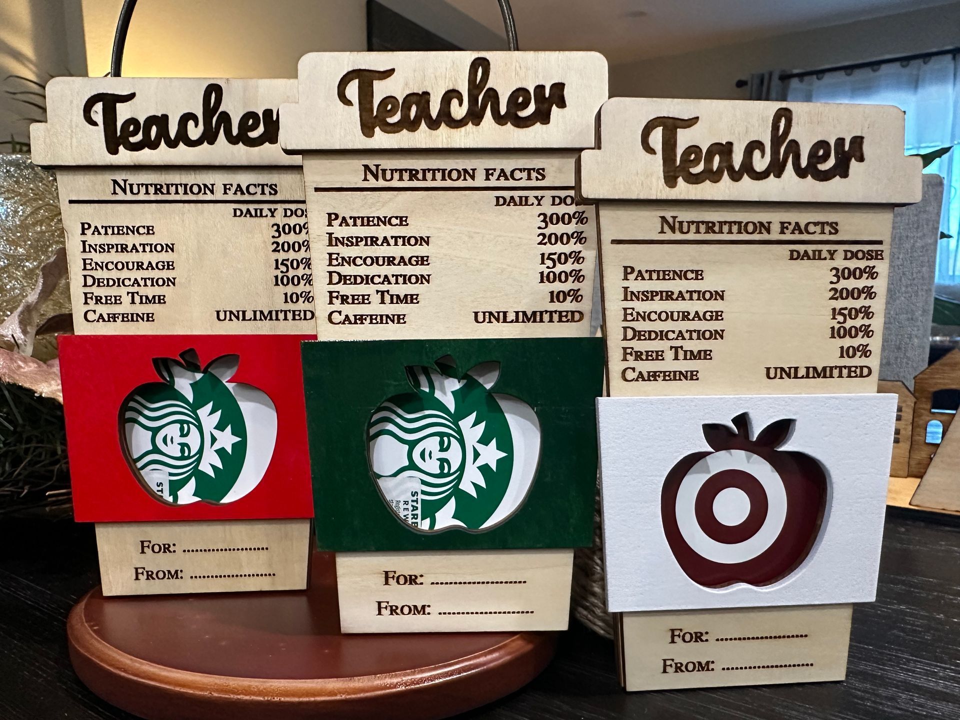 Wood Teacher Gift Card Holders