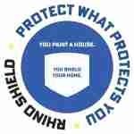 Circular blue shield logo reading