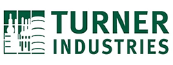 Turner Industries logo with a green and white design. The text reads