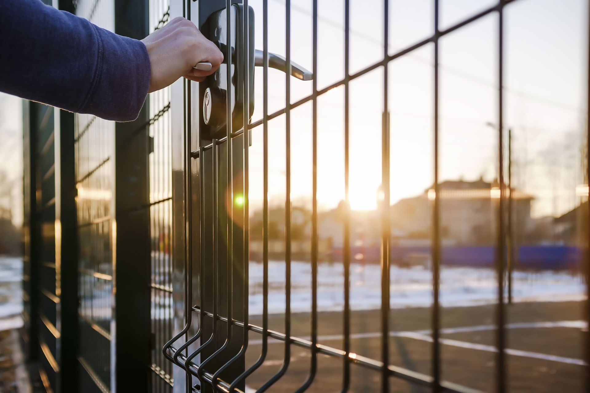 person wants get in on playground through the little gate installed by CCOI Gate & Fence person wants get in on playground through the little gate installed by CCOI Gate & Fence