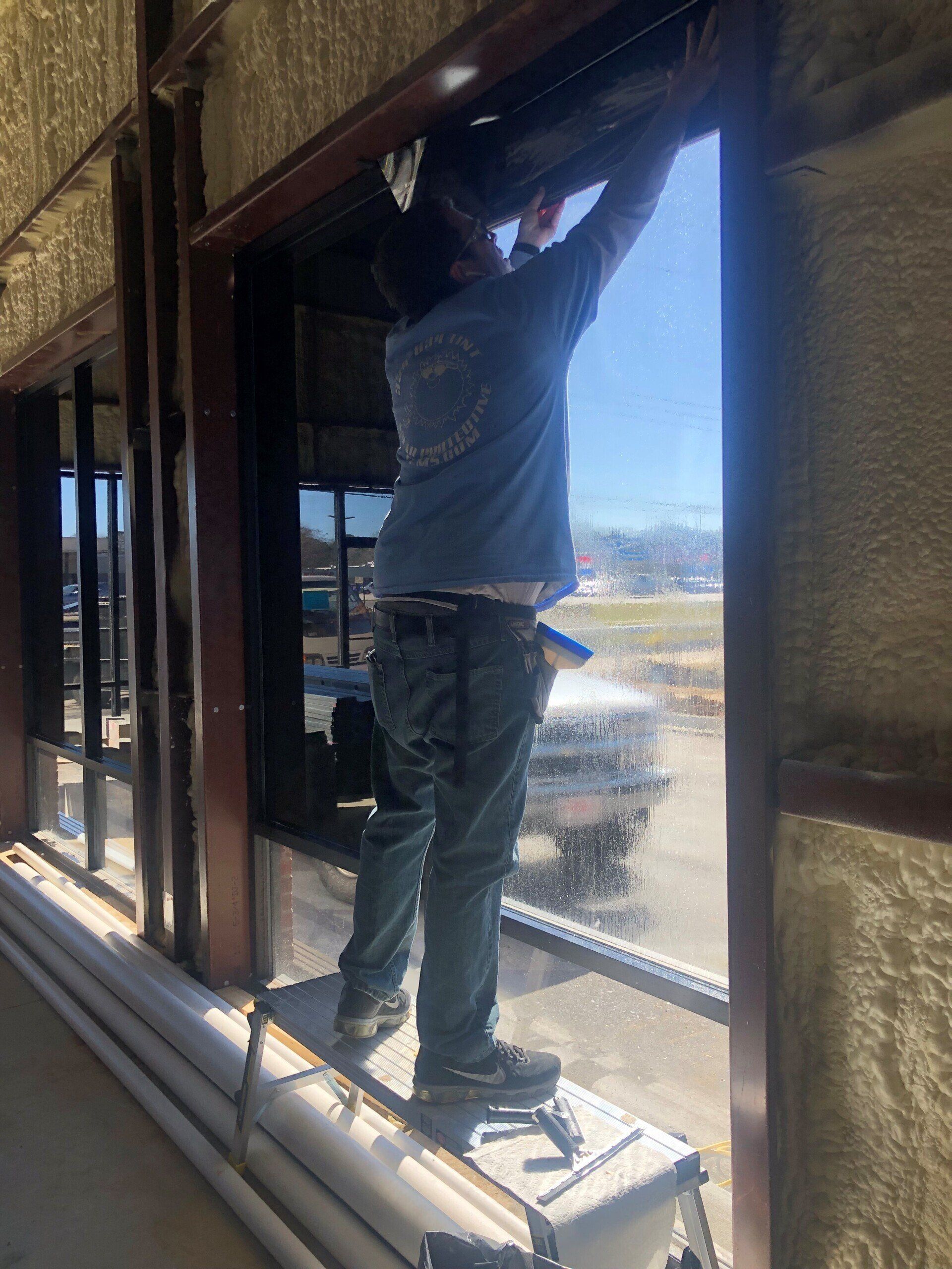 Bright Sun Glare was too intense for dining inside these restaurant windows before SPF Tint in Wetumpka, AL