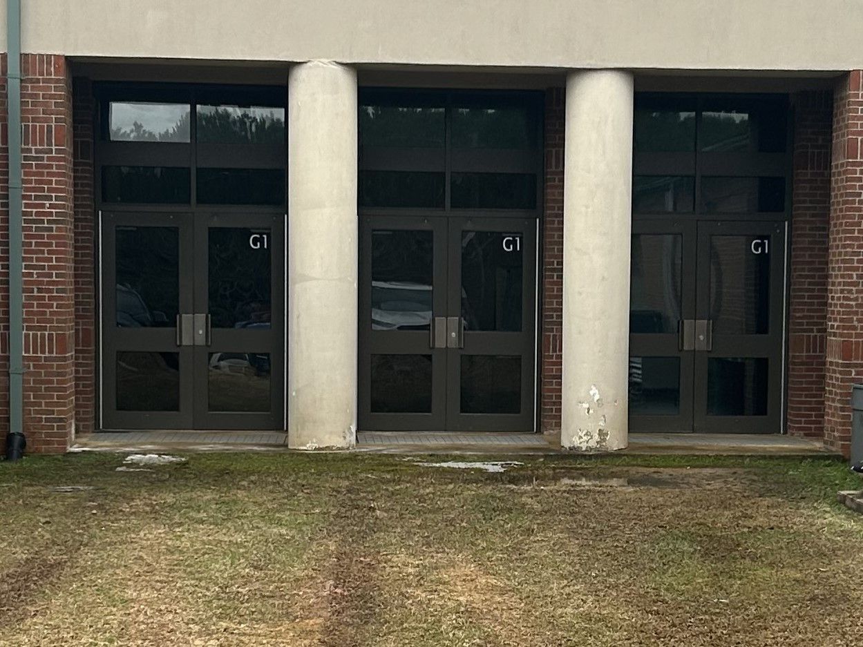 Lee County school doors upgraded safety & stormproof integrity while Blocking Sun with SPF Tint installed professionally. Auburn AL 