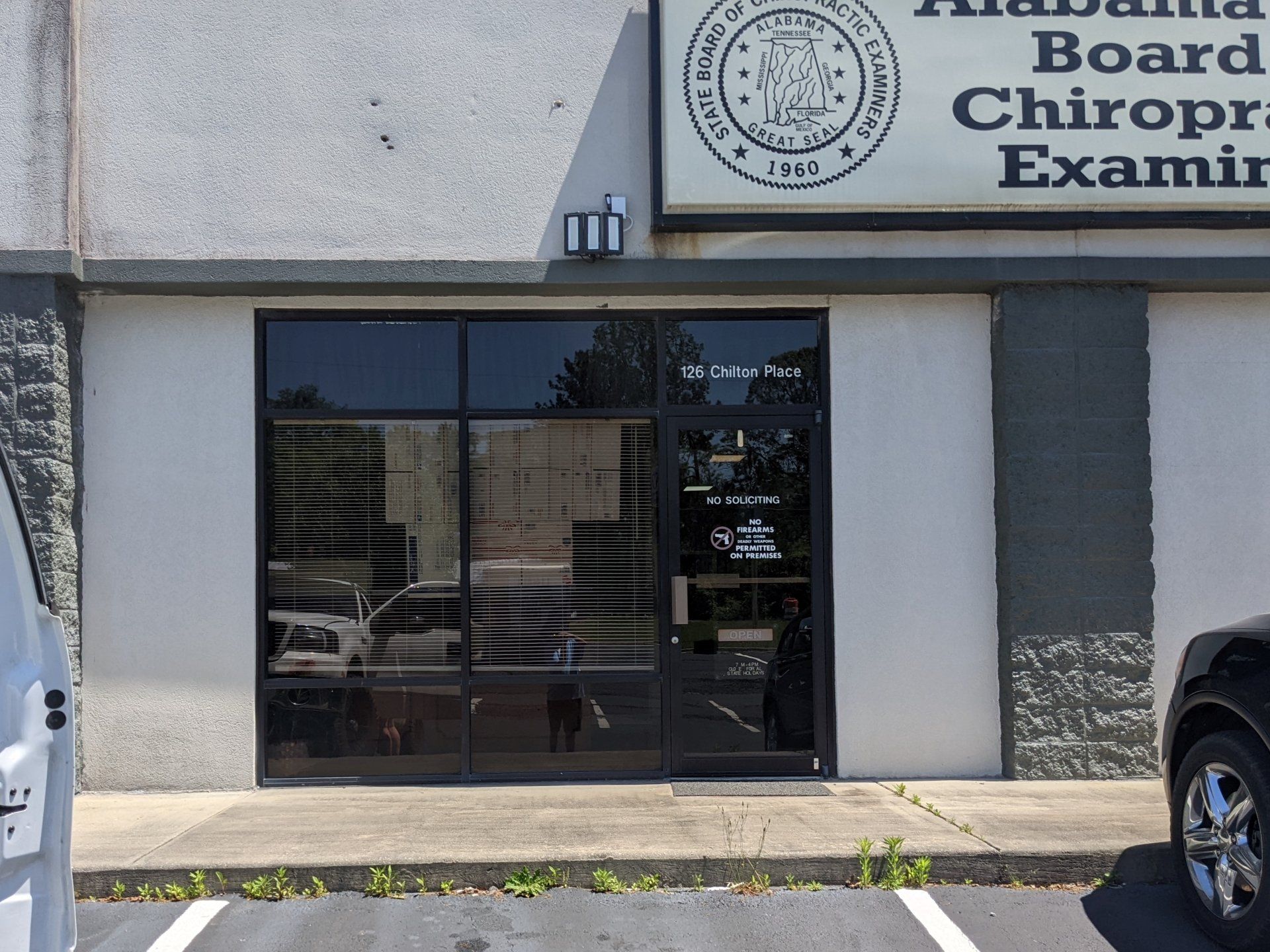 heat rejecting window tinting - SPF Tint created ideal comfort inside the office of Alabama Board of Chiro Examiners in Clanton, AL