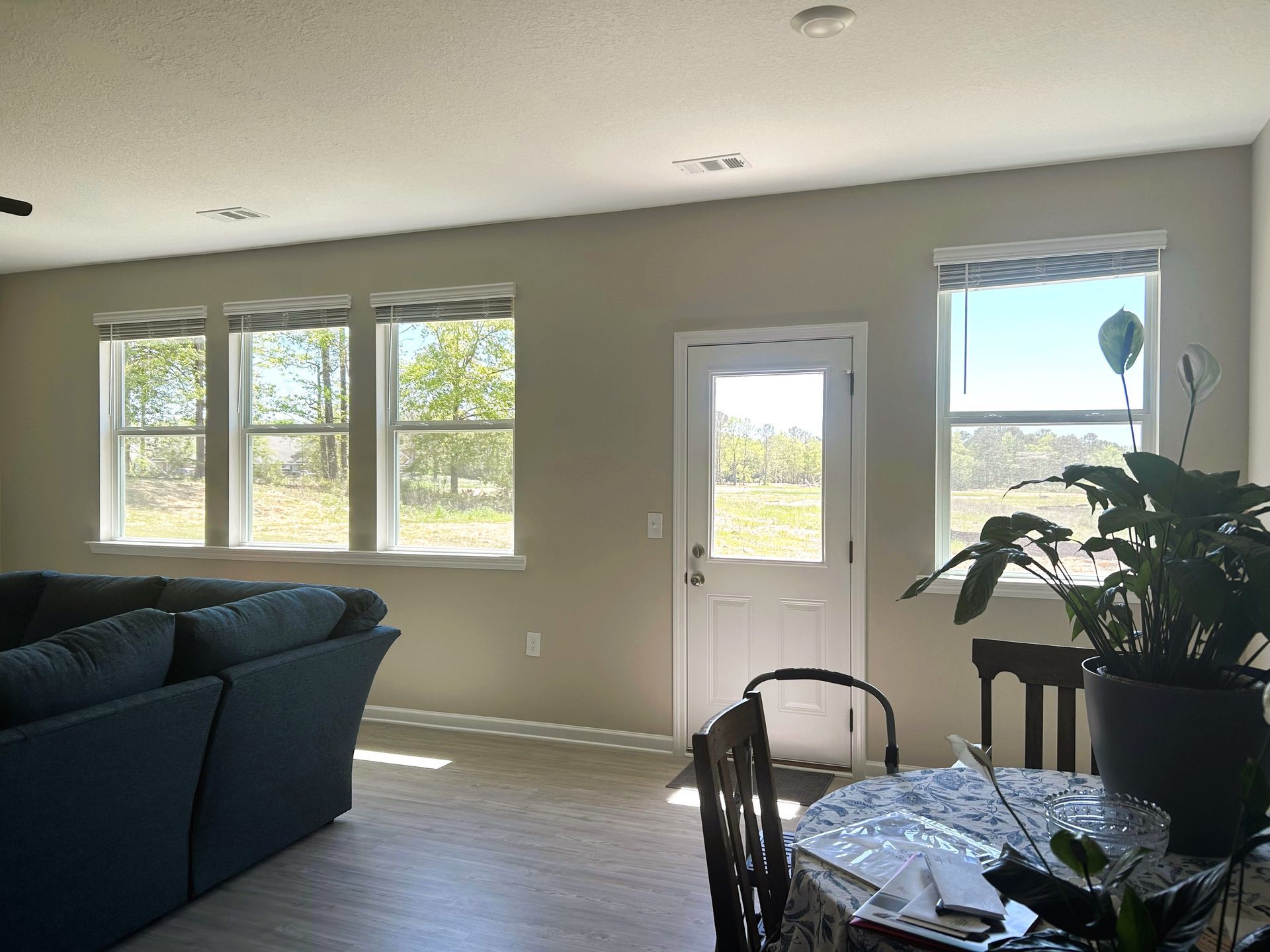 Bright Sun glare filled the room. Before SPF Tint adds over 60% in Energy Savings to home.  Auburn AL - SPF Supreme View Tint professionally installed by SPF Tinting in Auburn