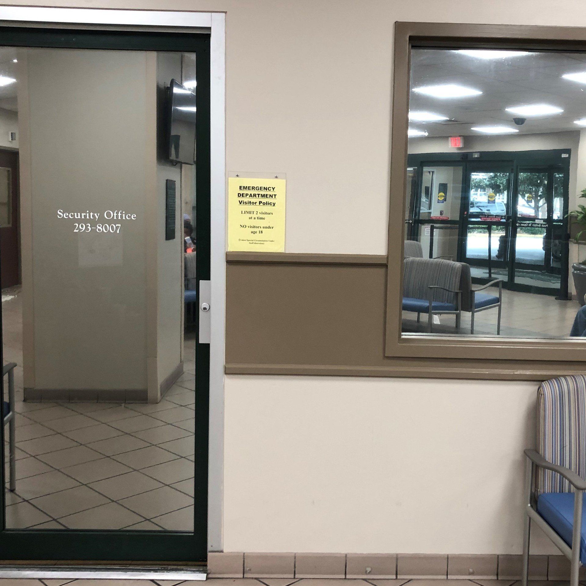 hospital window security - SPF Security film prevents smash or break-in entry through glass doors at hospital in Alabama