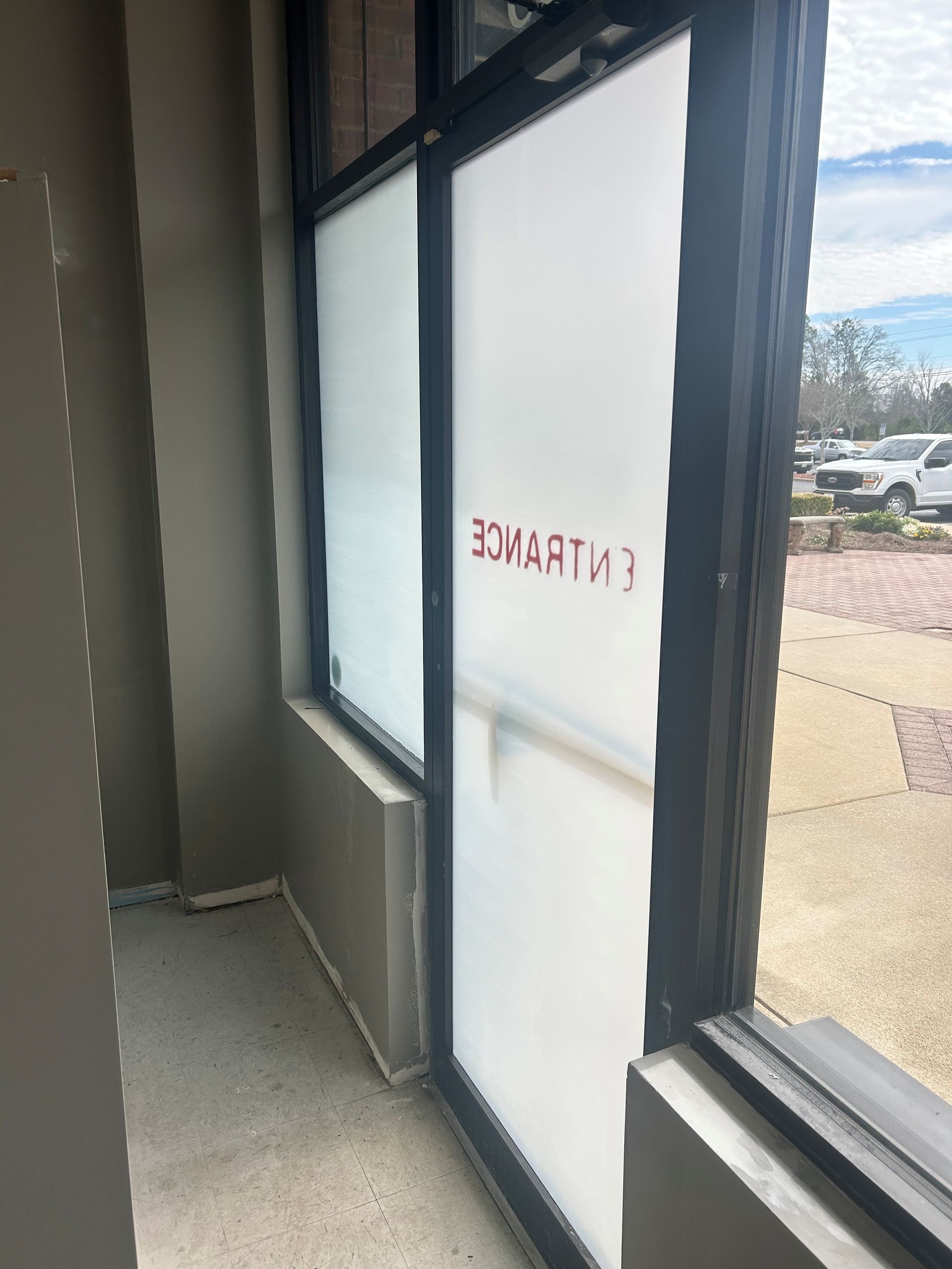 pro home or office tinting in Pike Road AL - SPF Frost Tint adds elegance with privacy to store windows. Pike Road, AL